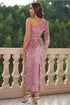 one-shoulder-long-sleeve-dress Sophia's Trends - Sophia's Style-Dusty Pink-L